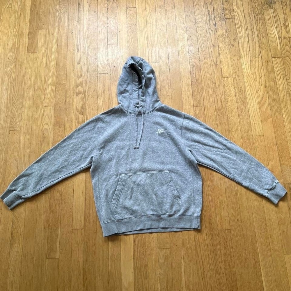 Nike Grey Hoodie with Embroidered Logo Mens Medium